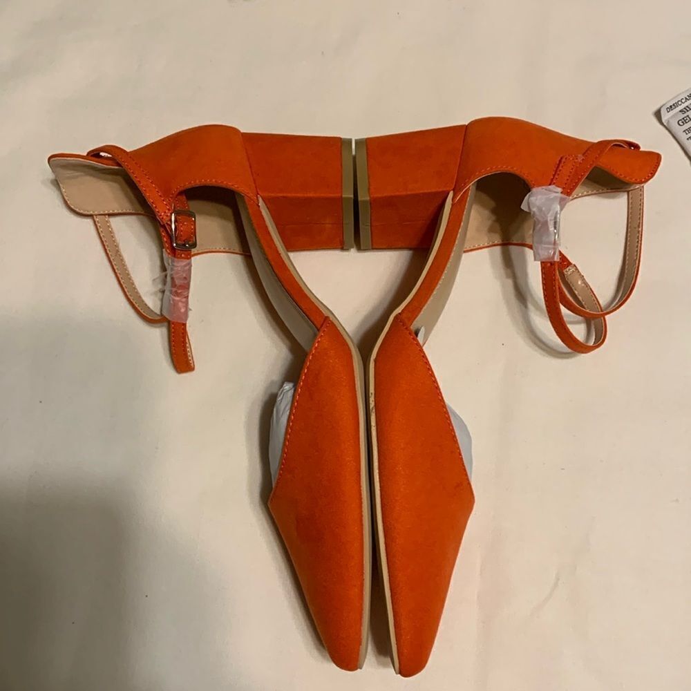 COPY - Size 8 Orange retro wedding dressy shoes with block heel - Picture 3 of 12